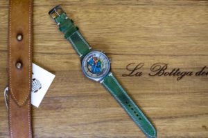 cinturino artigianale verde smeraldo orologio
